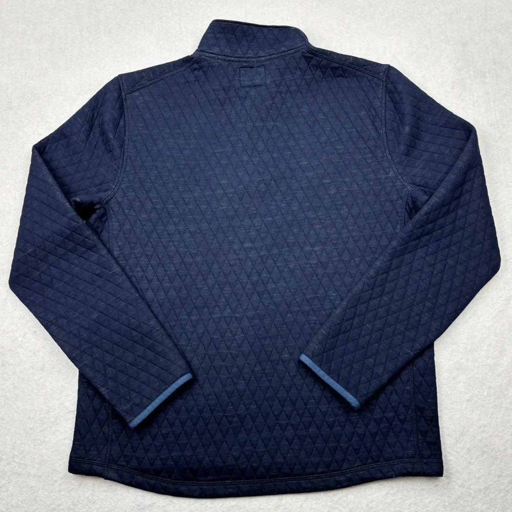JCrew Mens Quilted Quarter Zip Pullover Sweater Navy Blue Teal Size Medium BL209